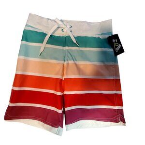 Art Class Boys Swim Trunks Rainbow Striped Design Size 8  Adjustable drawstring